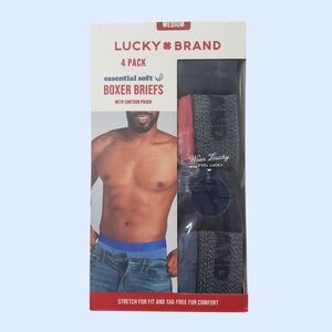 Lucky Brand Men Boxer Briefs Underwear 4 Pairs Polyester Blend Stretch NWT